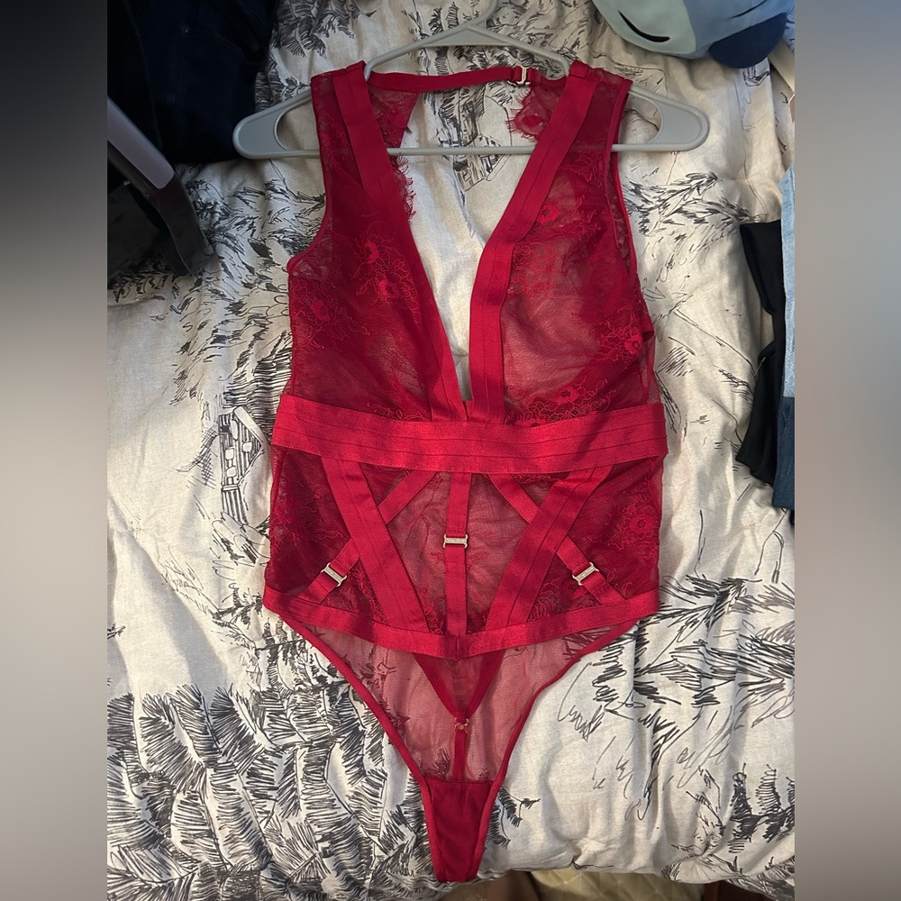 Honey Birdette Belinda red bodysuit size small